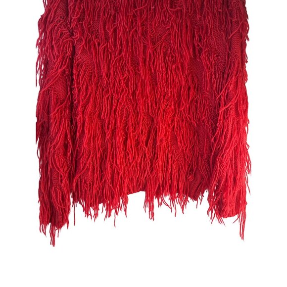 Wise Italy Red Fringe Sweater S 80% Acrylic 20% Wool - Picture 8 of 15